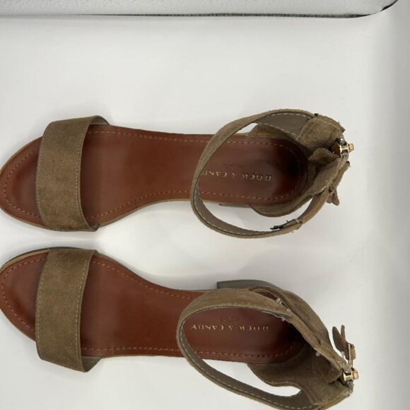 Ankle Strap Flat Sandal in Taupe - Picture 2 of 4